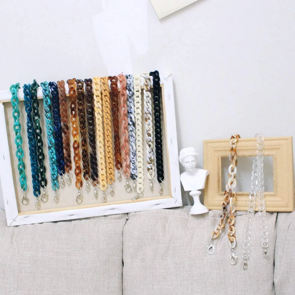Aumey Clear White Black Brown Acrylic Chain Clutch Purse Strap Handles Bag Handbag Purse Replacement Chains 40 Inches