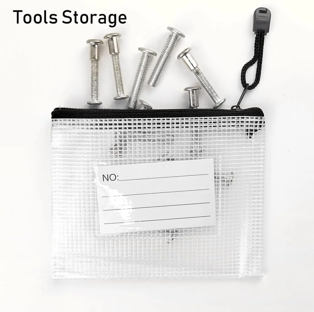 AUSTARK 24PCS Mesh Zipper Pouches, Plastic Zipper Bags with Label Pocket, Multipurpose Storage Organization Bags for Office Home Travel Cosmetic (6.3''x4.7'', Black Zipper)