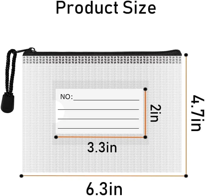AUSTARK 24PCS Mesh Zipper Pouches, Plastic Zipper Bags with Label Pocket, Multipurpose Storage Organization Bags for Office Home Travel Cosmetic (6.3''x4.7'', Black Zipper)