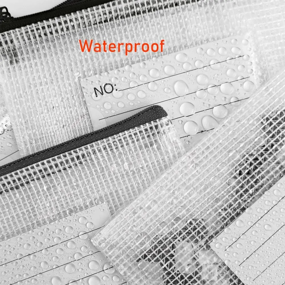AUSTARK 24PCS Mesh Zipper Pouches, Plastic Zipper Bags with Label Pocket, Multipurpose Storage Organization Bags for Office Home Travel Cosmetic (6.3''x4.7'', Black Zipper)