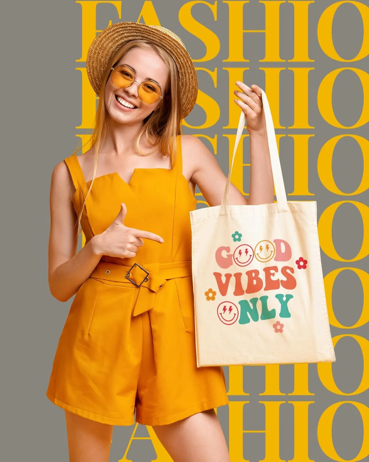 AUSVKAI Canvas Tote Bag Aesthetic for Women, Cute Reusable Cloth Cotton Bags for Shopping Beach Trendy Gifts