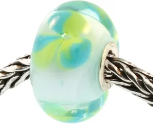 Authentic Trollbeads Glass 61167 Ice Blue Flower