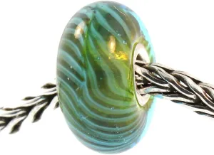 Authentic Trollbeads Glass 61350 Blue-Green Feather