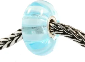 Authentic Trollbeads Glass 61365 Light Blue Stripe
