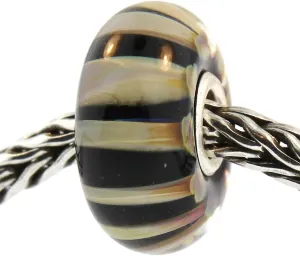 Authentic Trollbeads Glass 61385 Khaki Stripe
