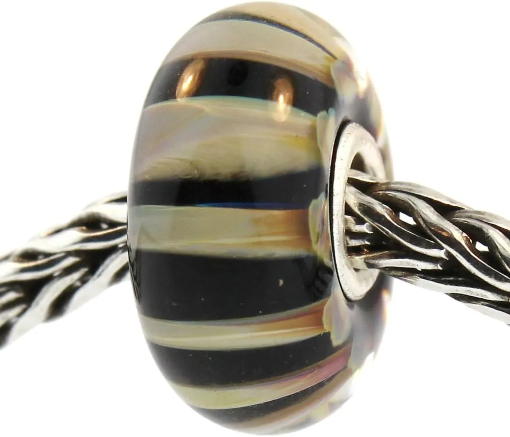 Authentic Trollbeads Glass 61385 Khaki Stripe