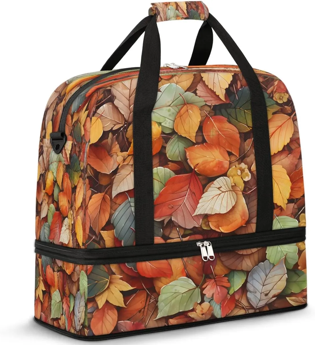 Autumn Leaf Pile Travel Duffel Bag, Travel Essentials, Gym Bag for Women, Weekender Overnight Bag With Shoes Compartment, Carry On Bags for Airplanes