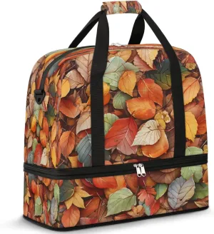 Autumn Leaf Pile Travel Duffel Bag, Travel Essentials, Gym Bag for Women, Weekender Overnight Bag With Shoes Compartment, Carry On Bags for Airplanes