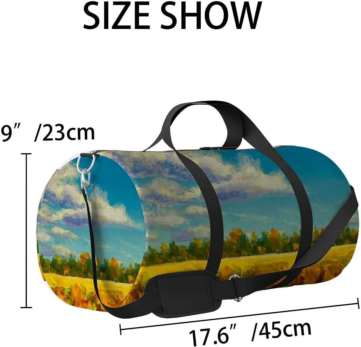 Autumn Trees Painting Sports Duffel Bag Travel Gym Tote Bags Lightweight Durable Shoulder Strap Waterproof Polyester Outside Mesh Pocket Overnight Trip Duffel Bag for Women Men