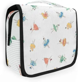 AUUXVA Travel Toiletry Bag Ballet Girl Dancer Pattern Cosmetic Organizer Bag Hanging Makeup Bag with Zipper Pocket and Handle, Portable Wash Bag for Women Men Girls