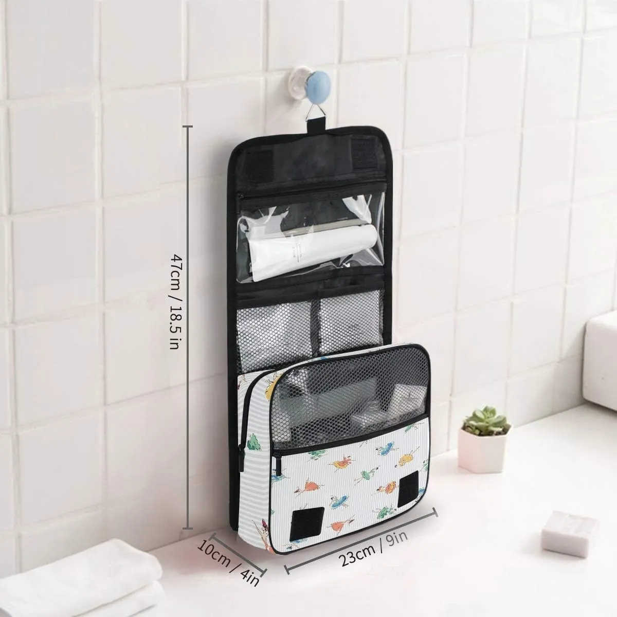 AUUXVA Travel Toiletry Bag Ballet Girl Dancer Pattern Cosmetic Organizer Bag Hanging Makeup Bag with Zipper Pocket and Handle, Portable Wash Bag for Women Men Girls