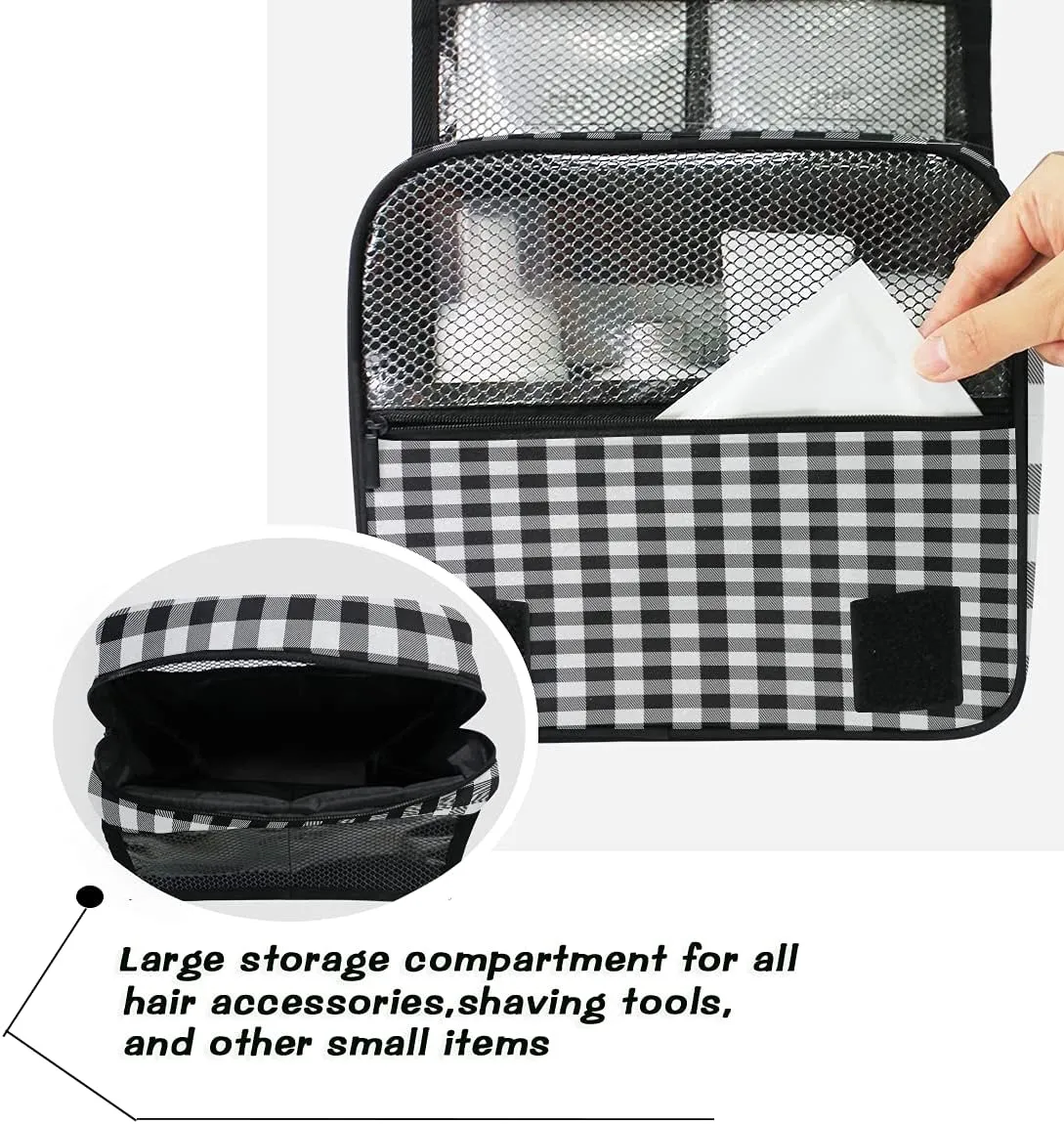 AUUXVA Travel Toiletry Bag Cosmetic Organizer Bag Hanging Makeup Bag for Women Men Girls (Buffalo Plaid)