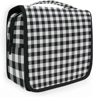 AUUXVA Travel Toiletry Bag Cosmetic Organizer Bag Hanging Makeup Bag for Women Men Girls (Buffalo Plaid)