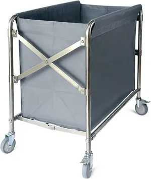 AVFORA Gray Large Laundry Cart on Wheels, Commercial Hamper Sorters Carts with Oxford Bags, Folding Trolley for Hotel (Size : L-90x60x88 cm)