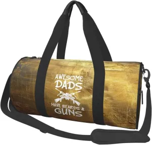 Awesome Dads Have Beards & Guns Duffel Bag Gym Bag Travel Sports Tote Large Foldable Beach Swim Yoga8
