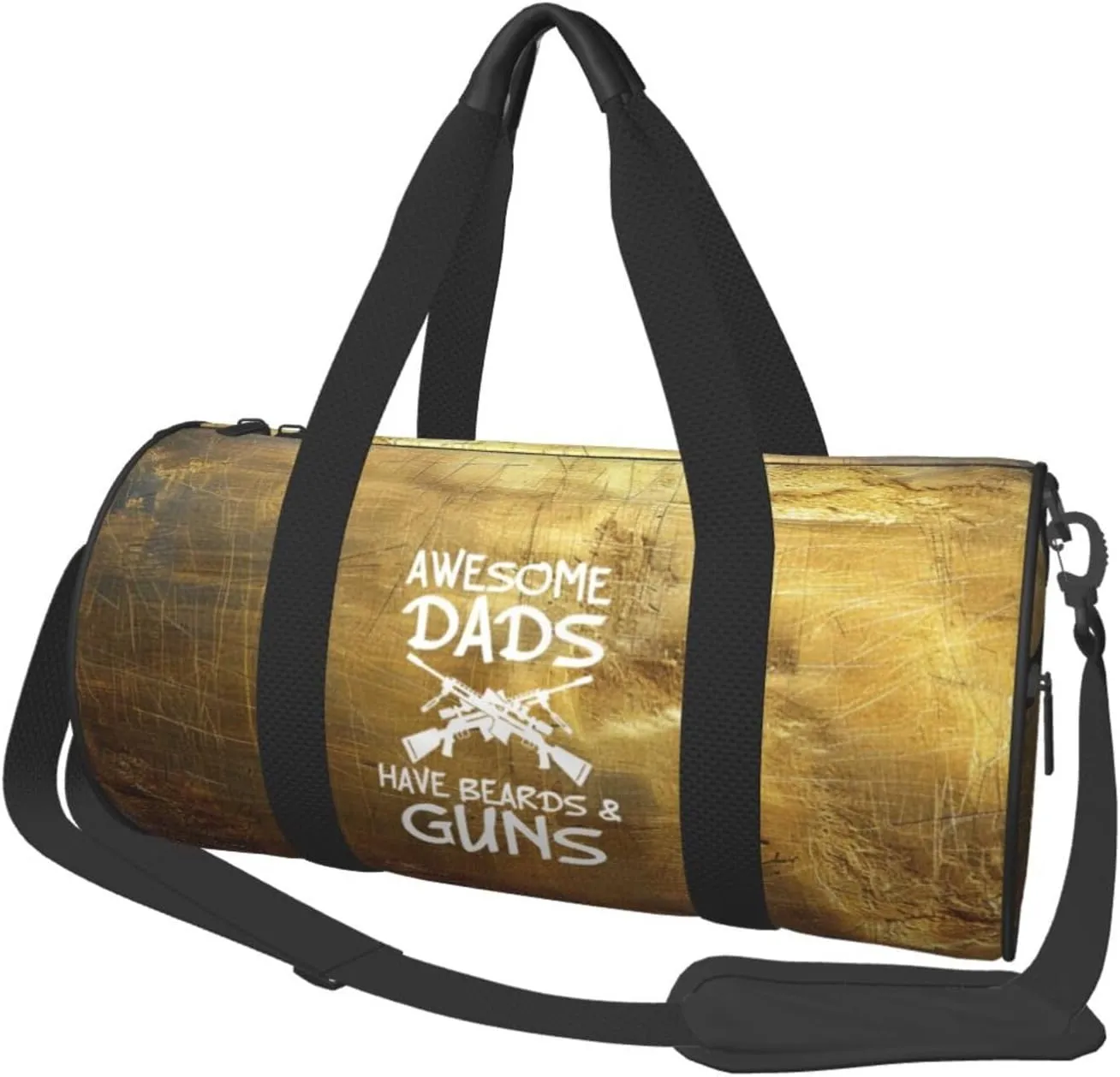 Awesome Dads Have Beards & Guns Duffel Bag Gym Bag Travel Sports Tote Large Foldable Beach Swim Yoga8