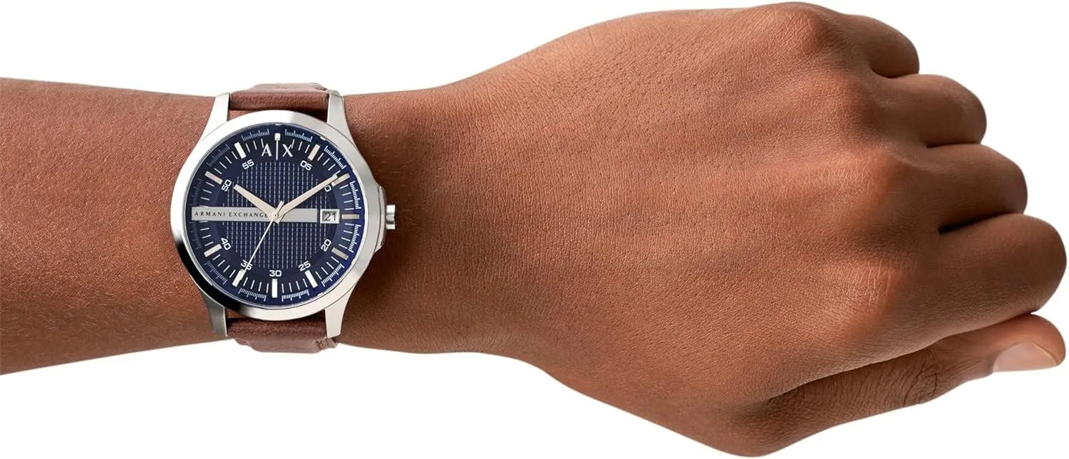 A|X Armani Exchange Men's Watch with Three-Hand Analog Display and Date Window, Watch for Men with Stainless Steel or Leather Band