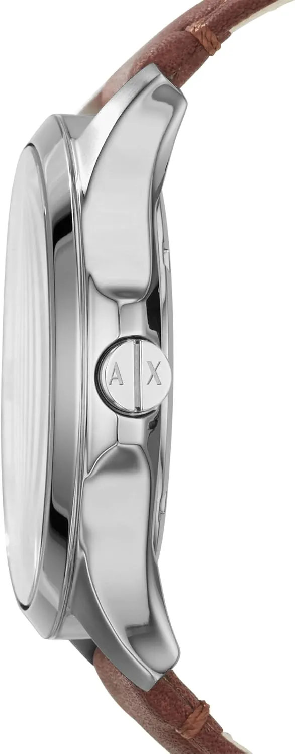 A|X Armani Exchange Men's Watch with Three-Hand Analog Display and Date Window, Watch for Men with Stainless Steel or Leather Band