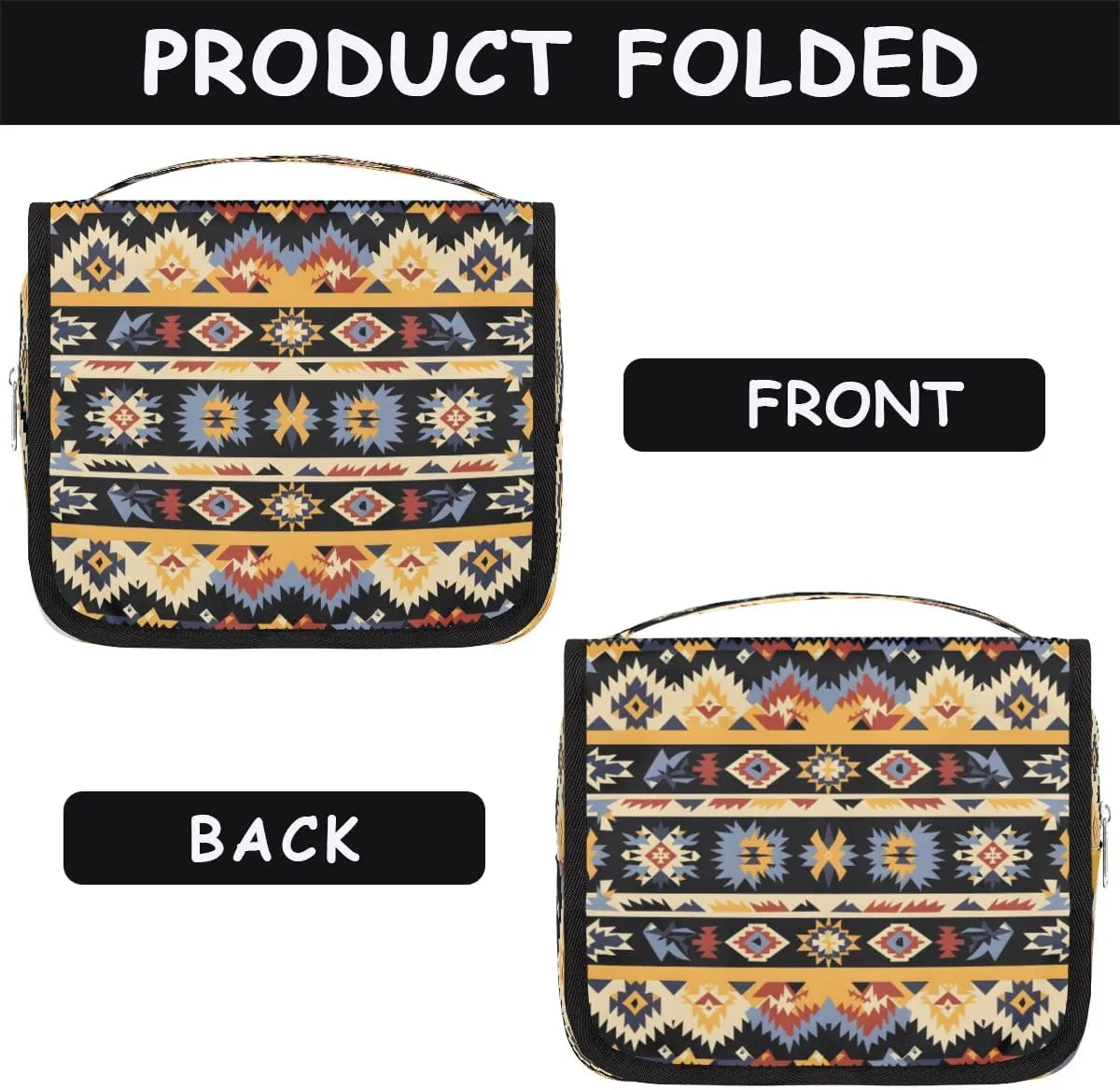 Aztec Ethnic Print Hanging Toiletry Bag for Women Travel Makeup Bag Cosmetic Organizer Travel Toiletries Bag for Men