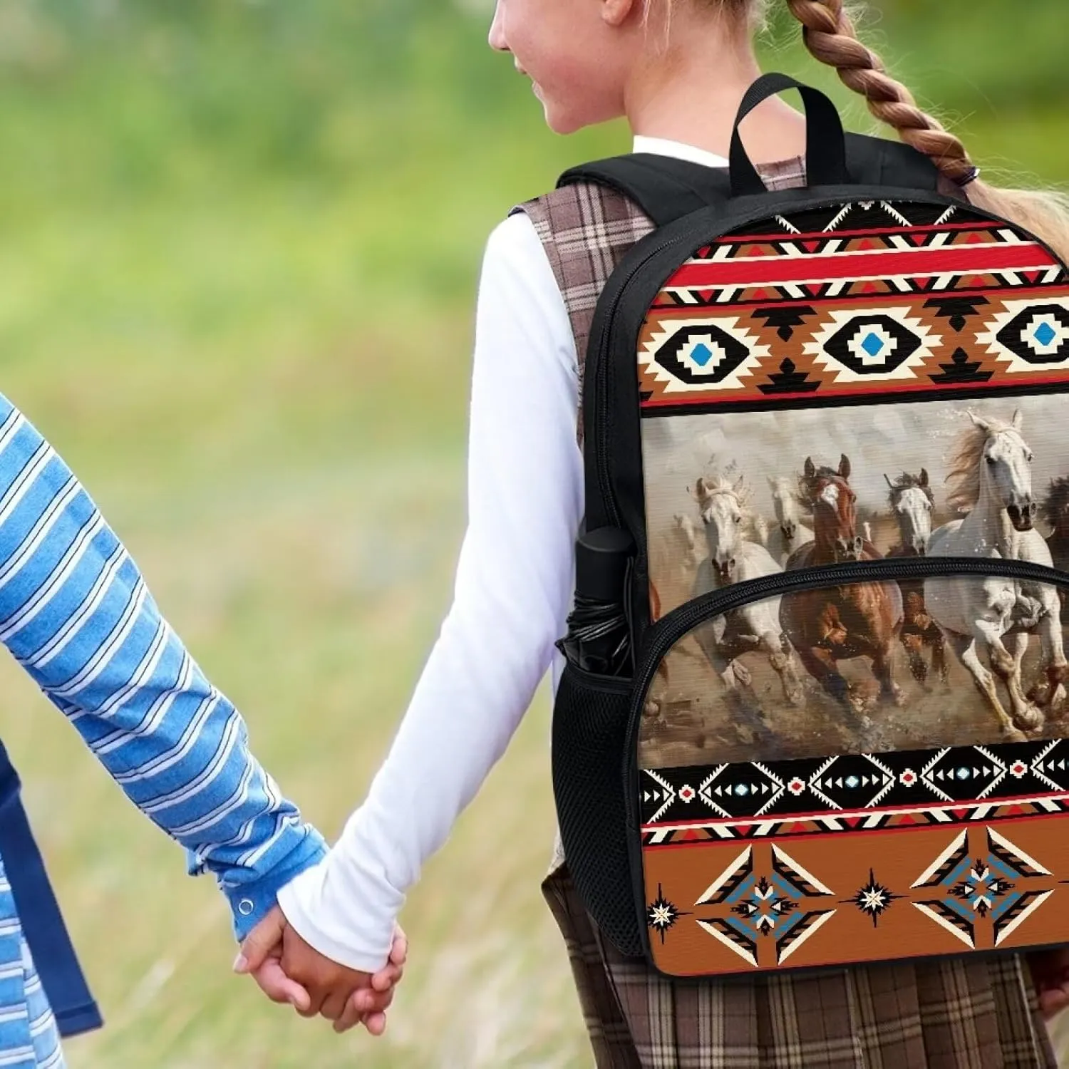Aztec Western Backpack for Kids 17 Inch Book Bag Back to School Lightweight Portable School Bags Travel Daypack