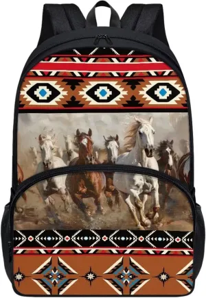Aztec Western Backpack for Kids 17 Inch Book Bag Back to School Lightweight Portable School Bags Travel Daypack