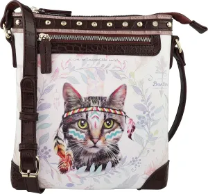 B BRENTANO Vegan Cute Animal Graphic Crossbody Bag Purse with Rhinestones