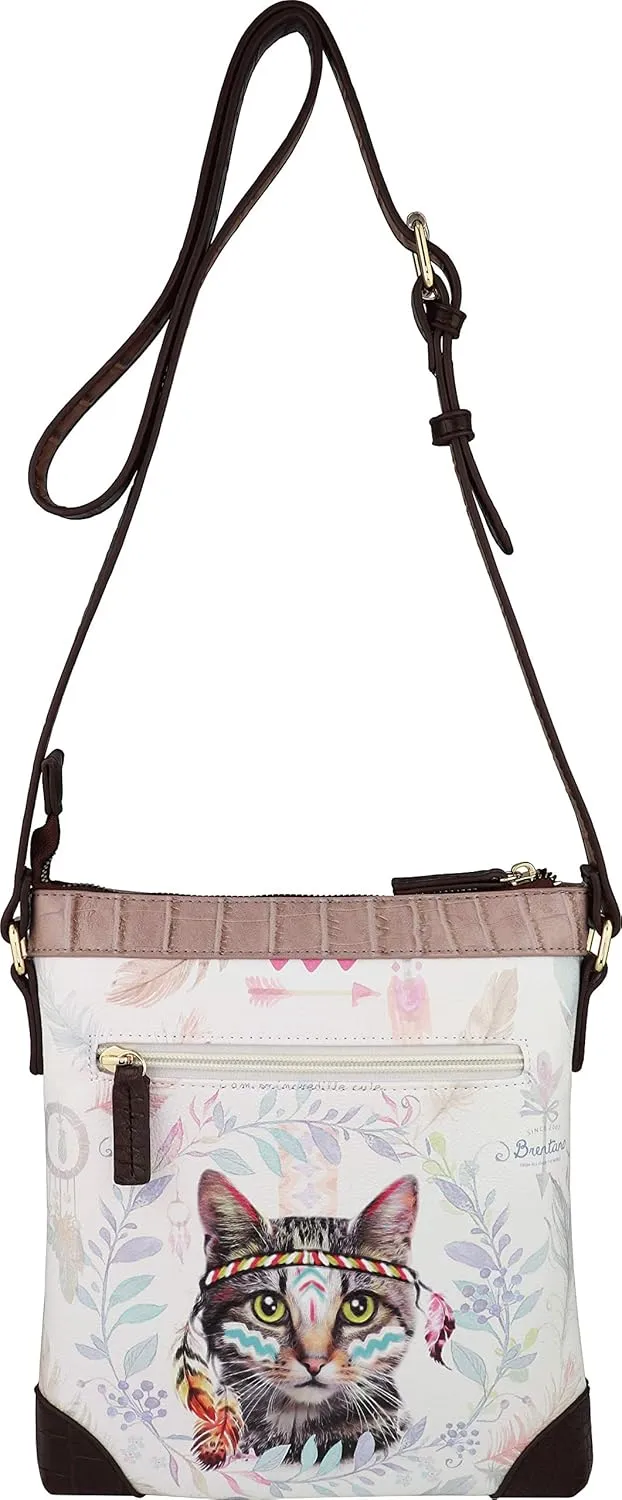 B BRENTANO Vegan Cute Animal Graphic Crossbody Bag Purse with Rhinestones