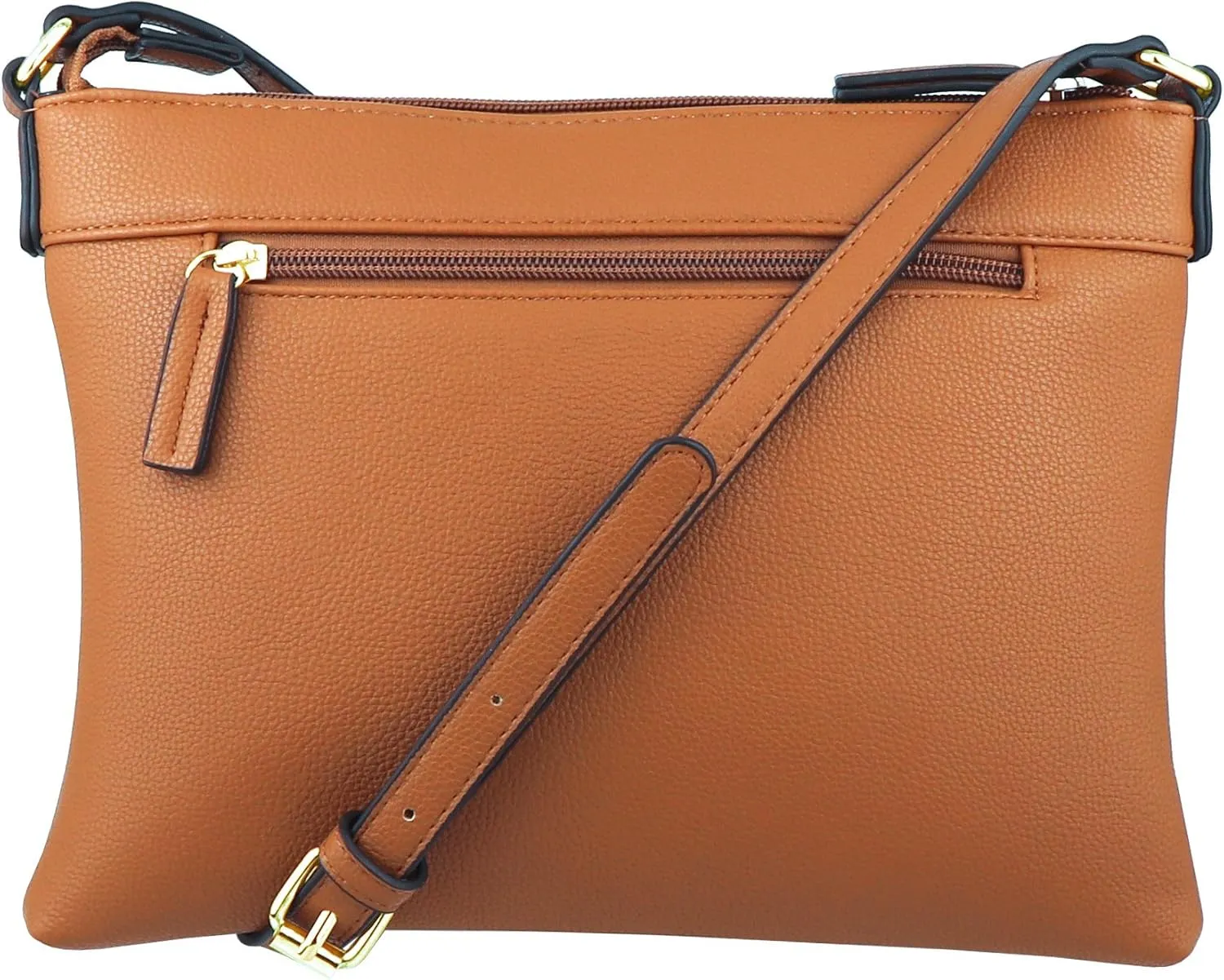 B BRENTANO Vegan Multi-Zipper Crossbody Handbag Purse with Tassel Accents