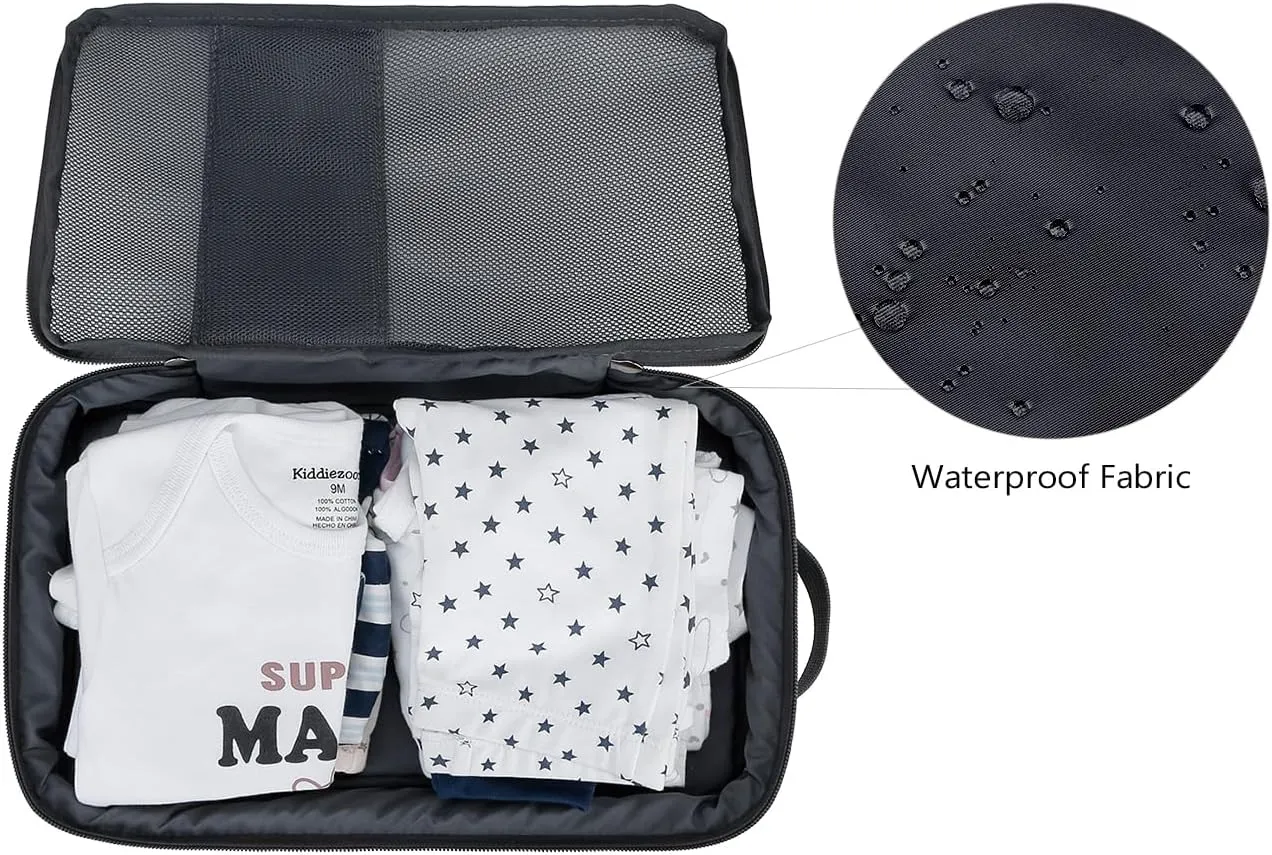 Baby Diaper Bag Organizer Pouches - 2 Pack Waterproof Pod Hanging Diaper Bag Cute Bear Mesh Bag Reusable, Washable or Baby Cloth Diapers (Black)