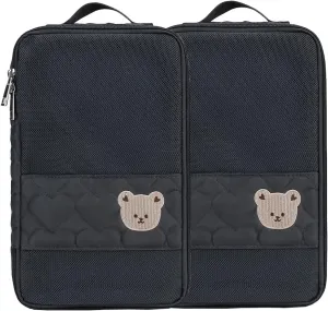 Baby Diaper Bag Organizer Pouches - 2 Pack Waterproof Pod Hanging Diaper Bag Cute Bear Mesh Bag Reusable, Washable or Baby Cloth Diapers (Black)