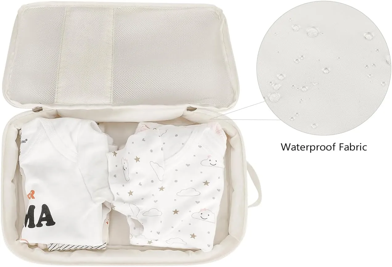 Baby Diaper Bag Organizer Pouches - 2 Pack Waterproof Pod Hanging Diaper Bag Cute Bear Mesh Bag Reusable, Washable or Baby Cloth Diapers (White&Black)