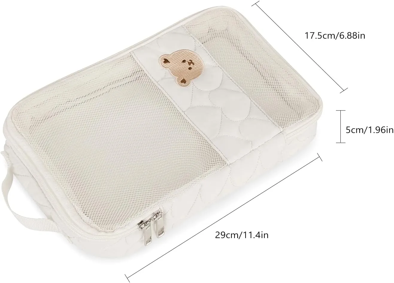 Baby Diaper Bag Organizer Pouches - 2 Pack Waterproof Pod Hanging Diaper Bag Cute Bear Mesh Bag Reusable, Washable or Baby Cloth Diapers (White&Black)