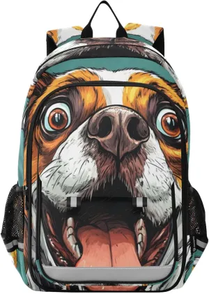 Backpack Funny Dog Soda for Women Men Travel Laptop Daypack Shoulder Bag Book Bag Daypack with Reflective Strip 12.9” × 17.7”