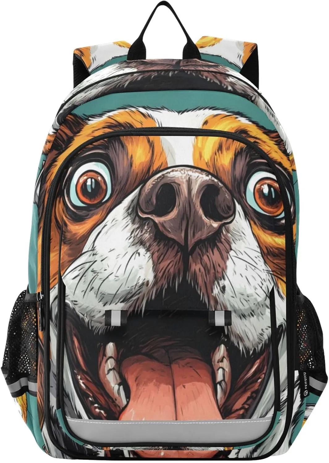 Backpack Funny Dog Soda for Women Men Travel Laptop Daypack Shoulder Bag Book Bag Daypack with Reflective Strip 12.9” × 17.7”