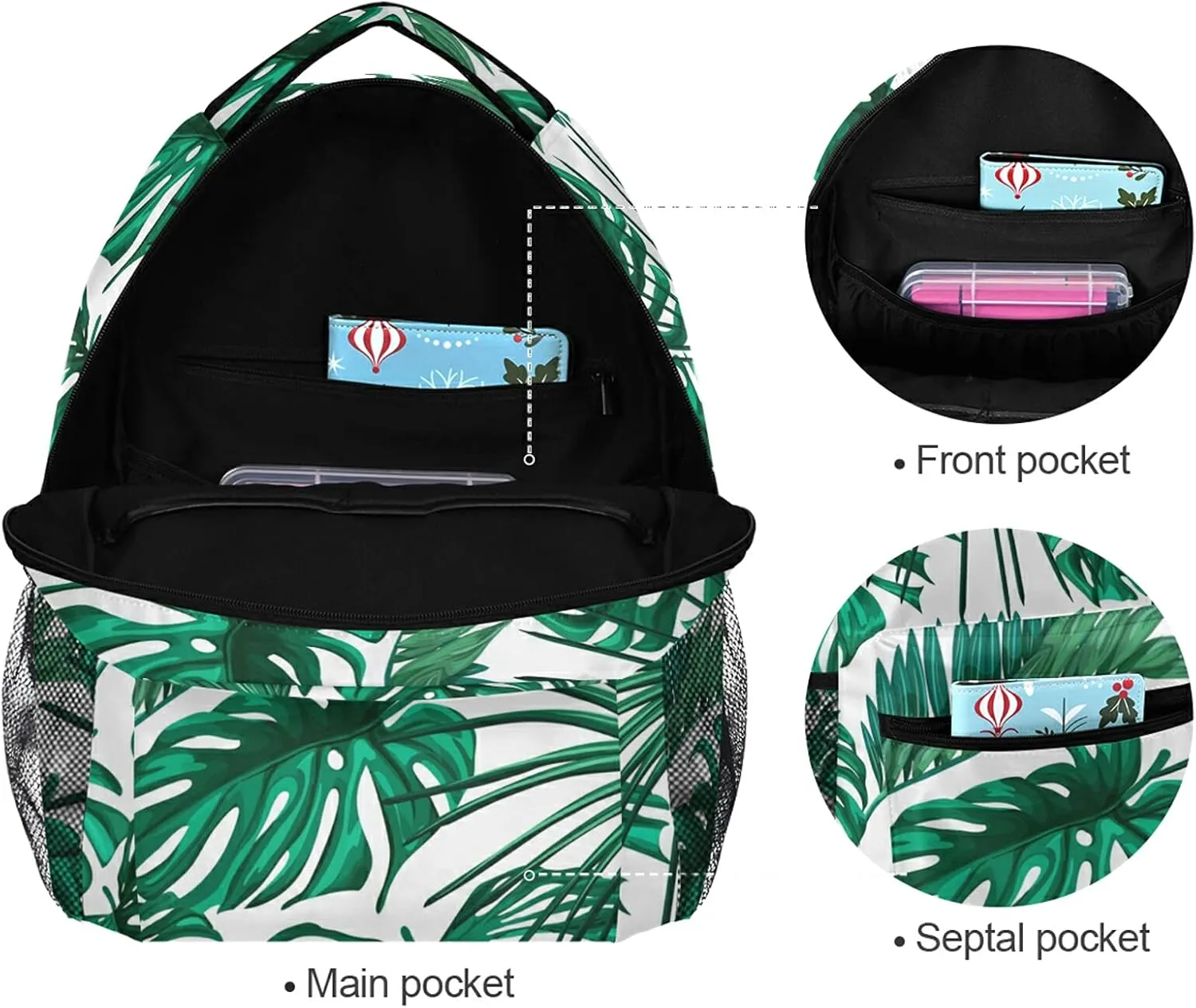 Backpack Travel Leaf School Bookbags Shoulder Laptop Daypack College Bag for Womens Mens Boys Girls
