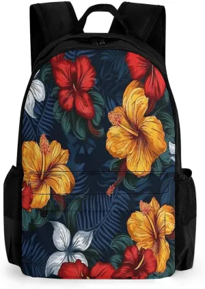 Backpack with Pocket Backpacks Realistic Hawaiian Flowers Printed Travel Backpack Lightweight Outdoor Travel Gym Events Bag