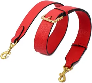 Bag Strap Adjustable Grain Leather Purse Straps Replacement Shoulder Purse Straps for Handbags Vintage Gold Clasp Red