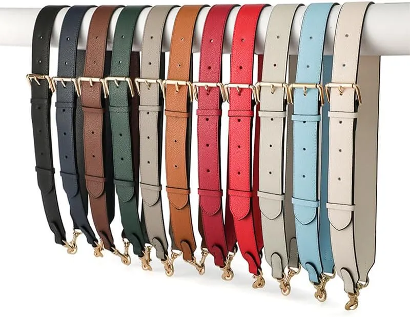 Bag Strap Adjustable Grain Leather Purse Straps Replacement Shoulder Purse Straps for Handbags Vintage Gold Clasp Red