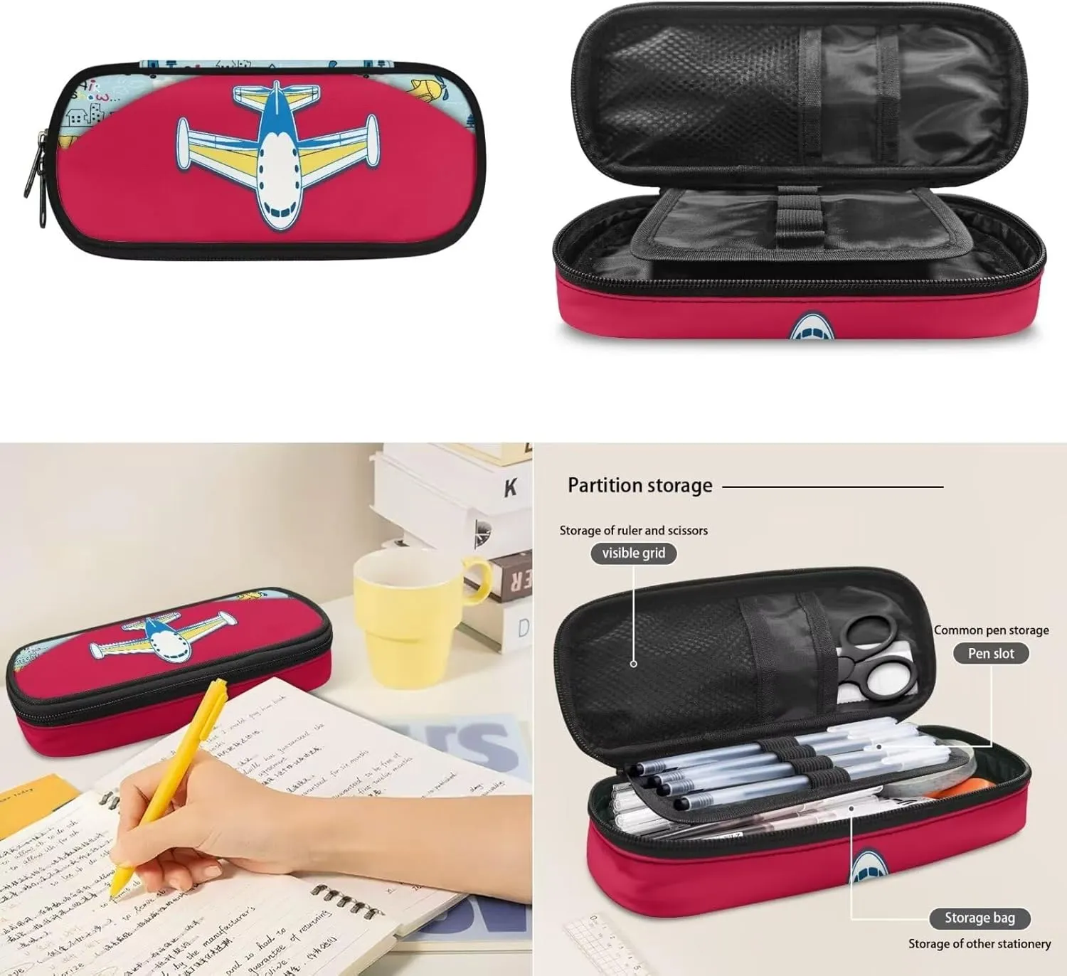 Bags for School Aircrafts Backpack Kids 3 Piece Girls Backpack Kids School Bookbag Set for Teen Girls Elementary Students Casual Back Pack with Lunch Box
