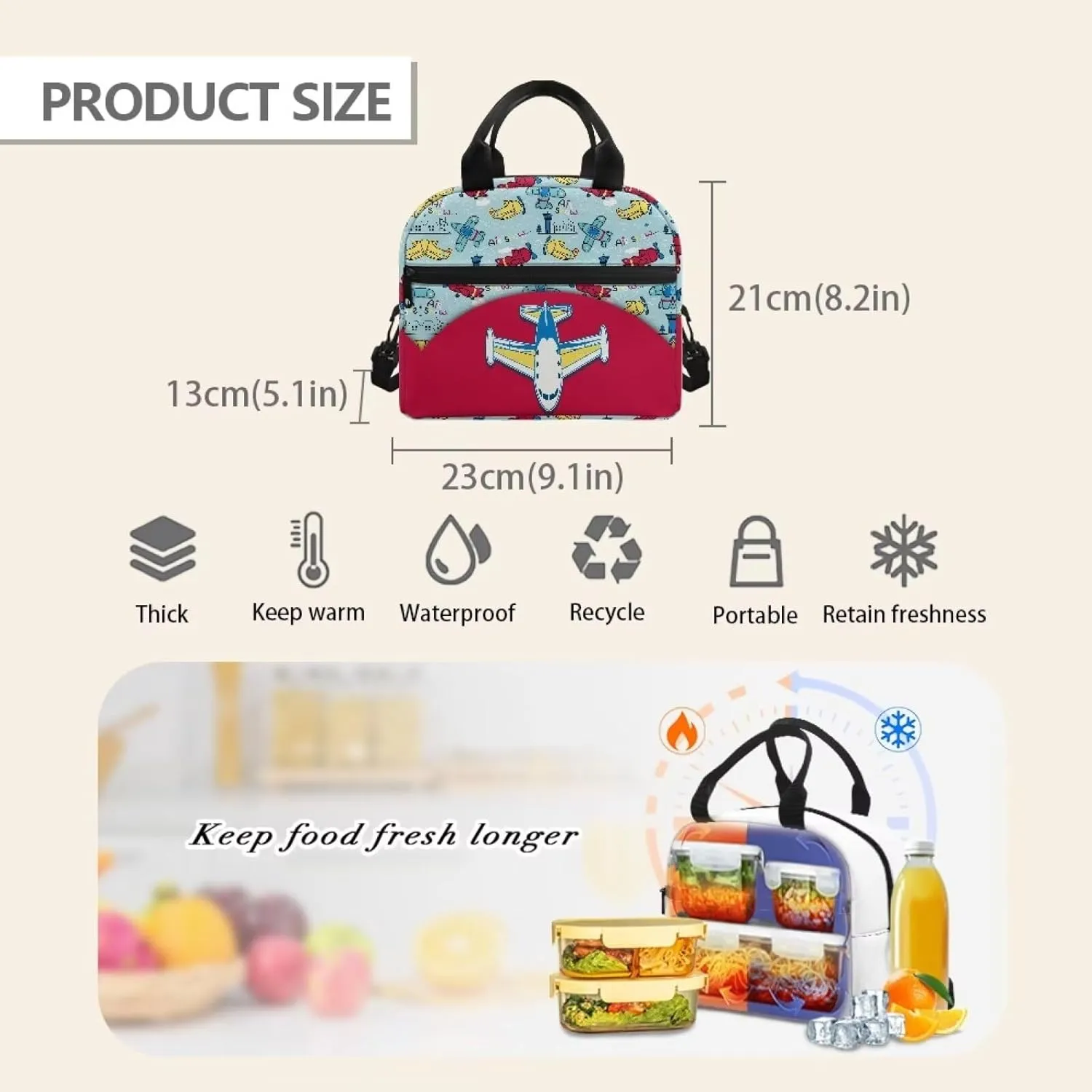 Bags for School Aircrafts Backpack Kids 3 Piece Girls Backpack Kids School Bookbag Set for Teen Girls Elementary Students Casual Back Pack with Lunch Box