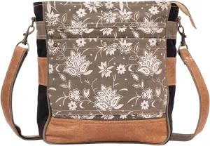 Bags SEL de MER Upcycled Blossom Print Canvas & Leather Shoulder Bag, Canvas Crossbody Bags for Women