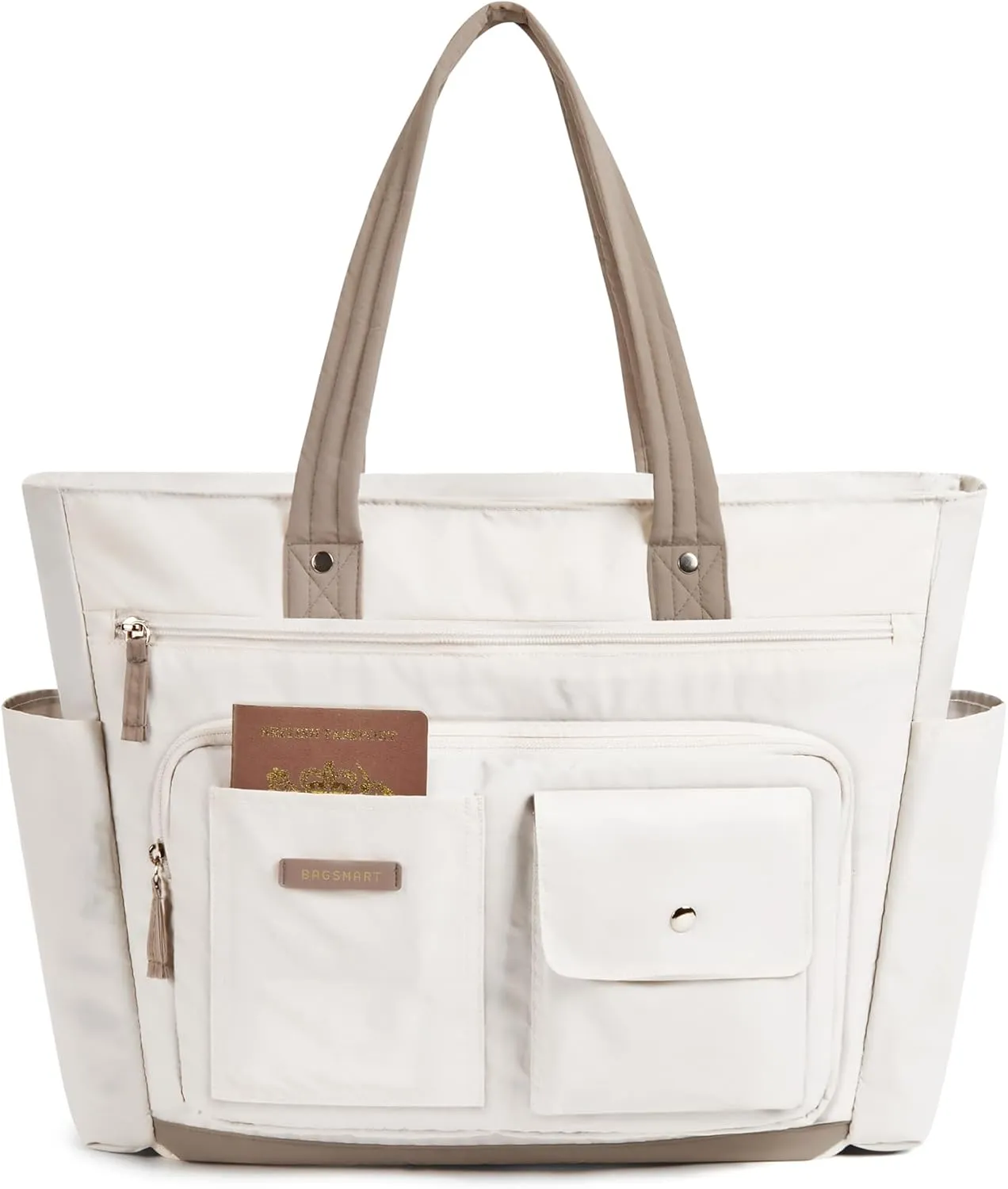 BAGSMART Small Tote Bag for Women, Lightweight Zippered Travel Handbag Casual Purse for Work