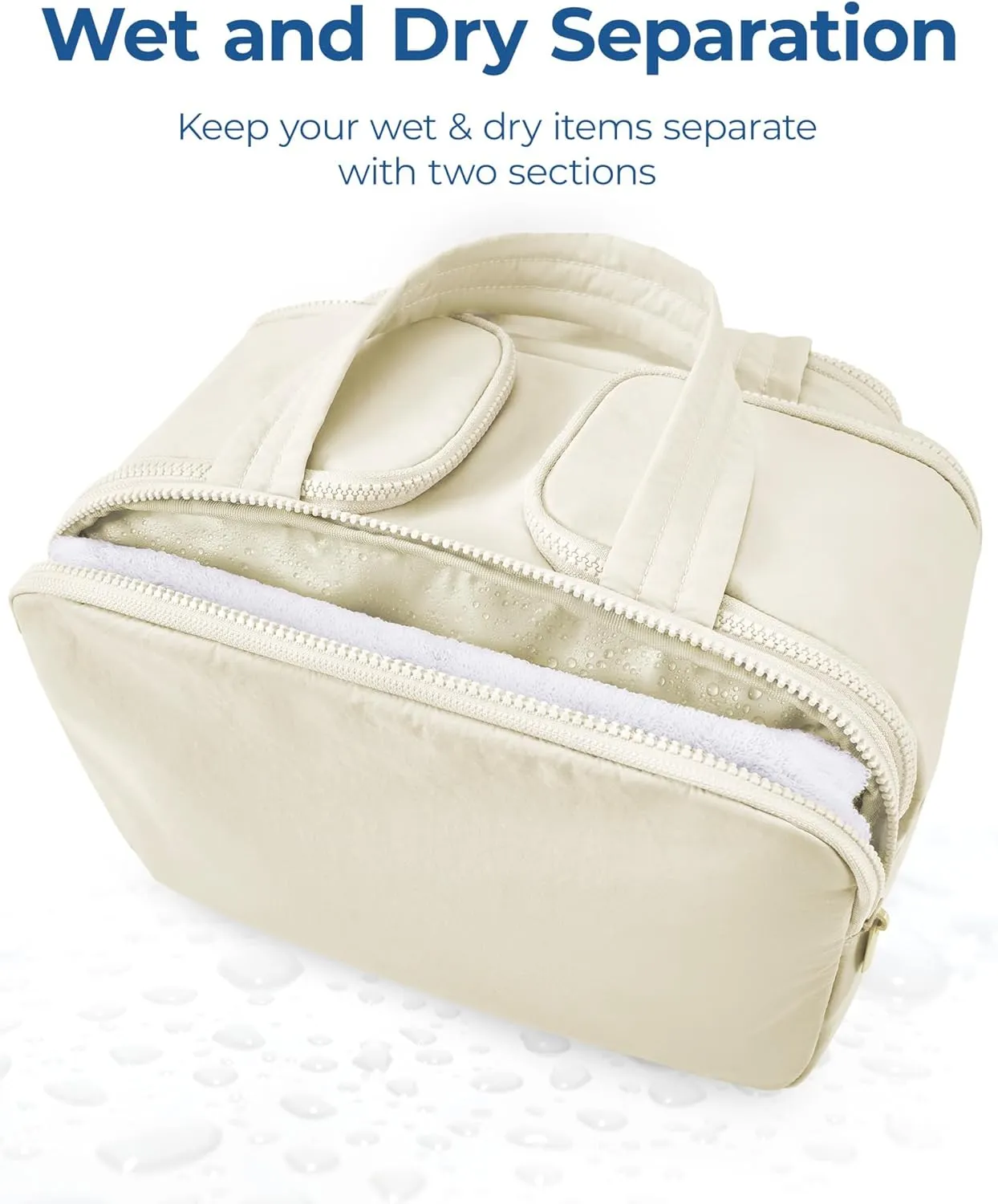 BAGSMART Travel Toiletry Bag, Lightweight Large Wide-open Travel Bag for Women, Puffy Cosmetic Makeup Bag Organizer with Handle for Accessories,Essentials, Toiletries, Green