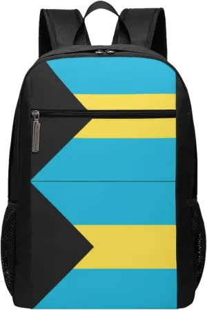 Bahamas Flag Casual Backpacks Sports Backpack Large Capacity Travel Rucksack Laptop Daypack with Multi-Pockets Adjustable Strap Work Bag for Hiking