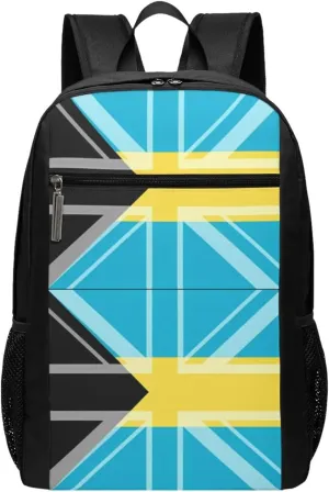 Bahamas UK Flag Casual Backpacks Sports Backpack Large Capacity Travel Rucksack Laptop Daypack with Multi-Pockets Adjustable Strap Work Bag for Hiking
