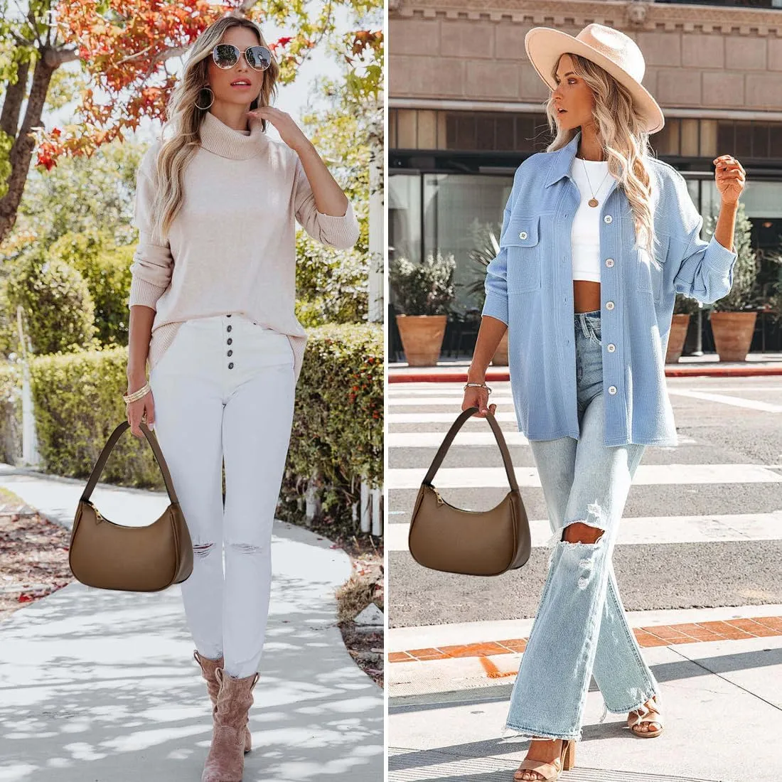 BAIKELI Crescent Shoulder Bags for Women Small Shoulder Purse Handbag Retro Classic Clutch Hobo Tote Bag Underarm Purse
