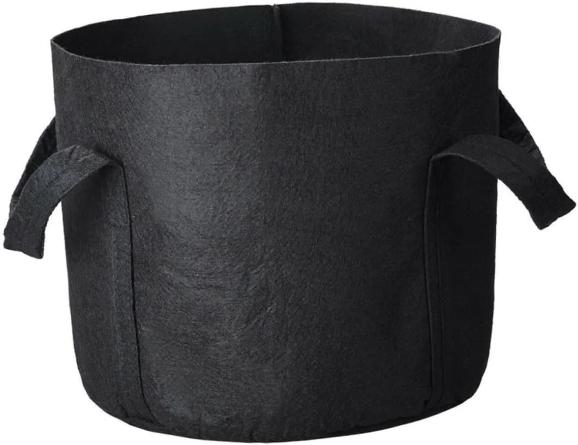 balacoo 5pcs Felt Planting Bag Breathable Plant Grow Bags Round Garden Supplies Insulation Felt Pouch for Outdoor/Indoor Plants