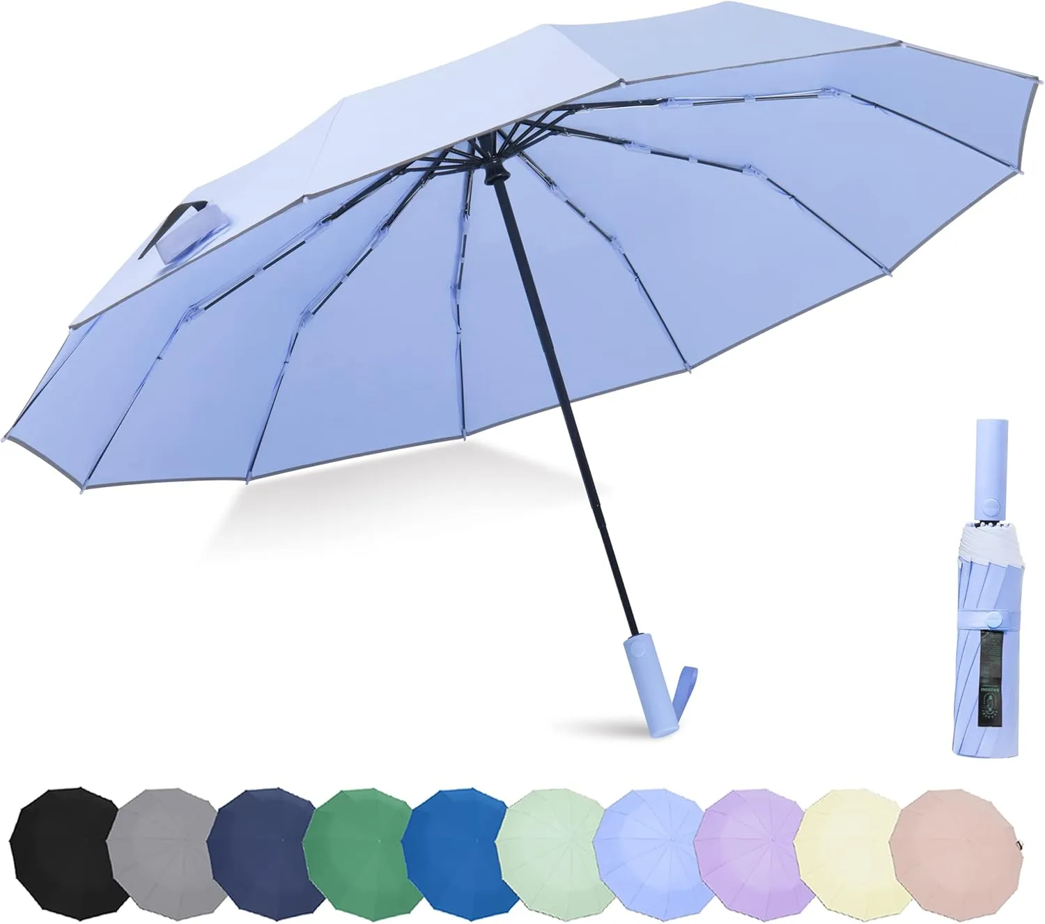 BAODINI Windproof Compact Rain Umbrella for Travel 42/46 Inch Premium Fabric Auto Open Perfect for Purse and Backpack Portable Umbrella for Women and Men