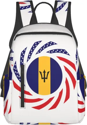 Barbadian American Flag Travel Backpacks Casual Laptop Backpack Sport Rucksack Large Capacity Daypack Multi-Pockets Adjustable Strap Bag for Working Hiking