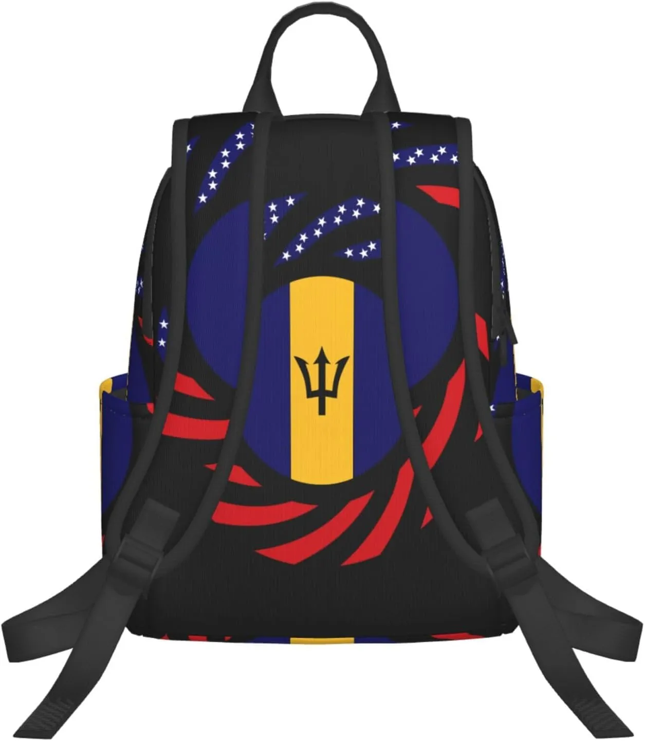 Barbadian American Flag Travel Backpacks Casual Laptop Backpack Sport Rucksack Large Capacity Daypack Multi-Pockets Adjustable Strap Bag for Working Hiking